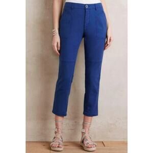Anthropologie Hei Hei Billie Pants 27 Cropped Trouser Button Fly Blue Sapphire